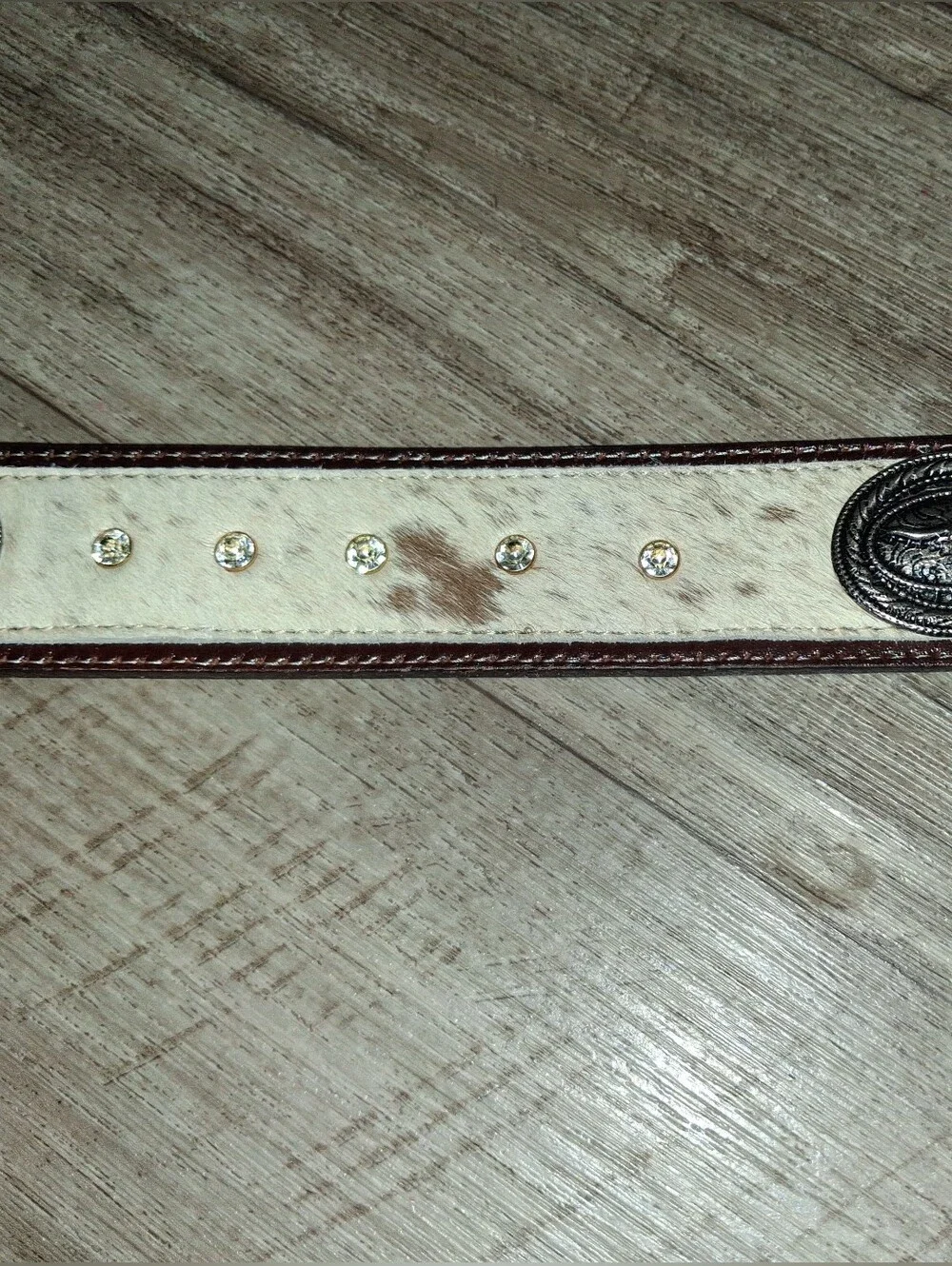 Mens Western Hair on Hide Belt with Brown Leather Accents Size 35 36 37 38 39 41